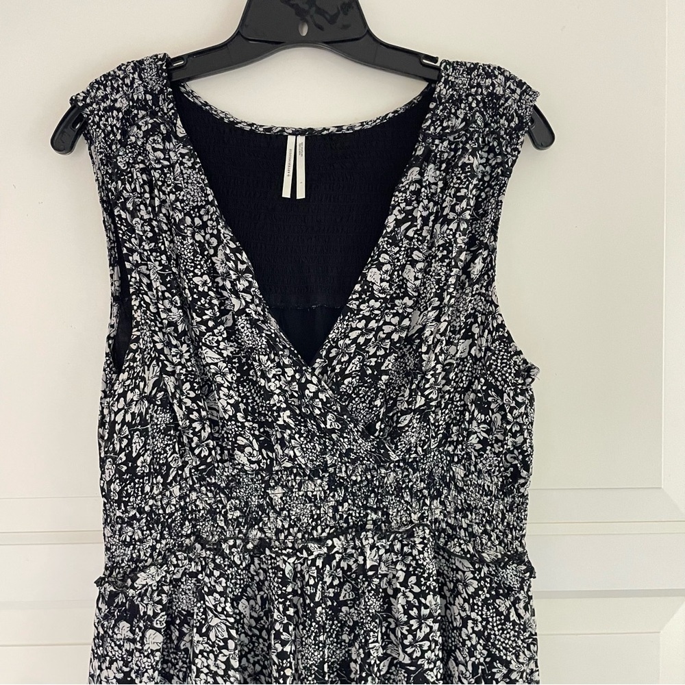 Anthropologie Marcella Tiered Midi Dress black white floral 26838 - Picture 9 of 15